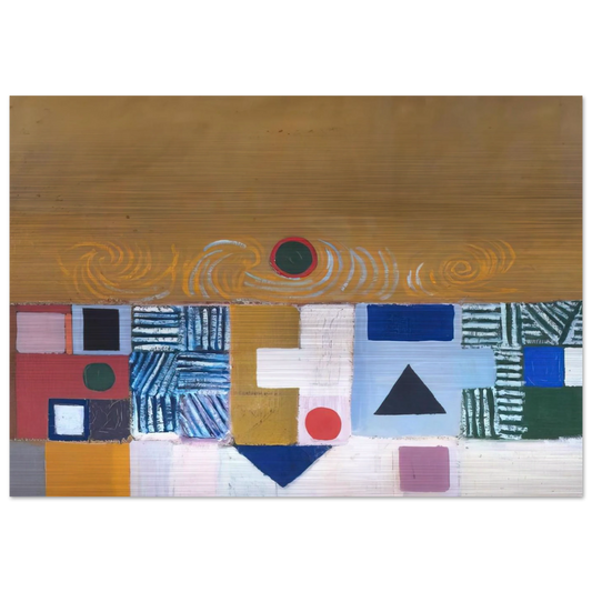 SQUARE MOTIF BLUE AND GOLD THE ECLIPSE 1950 - Victor Pasmore Brushed Aluminum Print - 70x100 cm / 28x40 inches | Victor Pasmore Aluminum Print | Victor Pasmore Prints