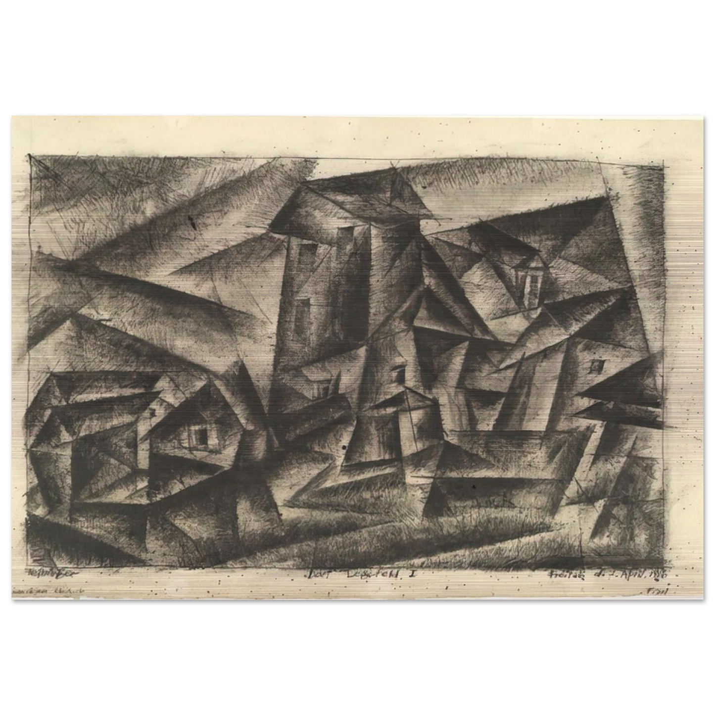 THE VILLAGE OF LEGEFELD I DORF LEGEFELD I 1916 - Lyonel Feininger Brushed Aluminum Print - 70x100 cm / 28x40 inches | Lyonel Feininger Aluminum Print | Lyonel Feininger Prints