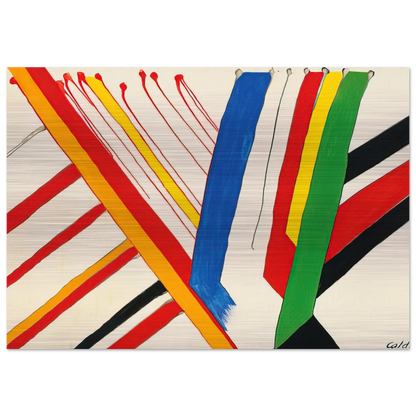 THE GREEN STRIPE 1963 - Alexander Calder Brushed Aluminum Print - 70x100 cm / 28x40 inches | Alexander Calder Aluminum Print | Alexander Calder Prints