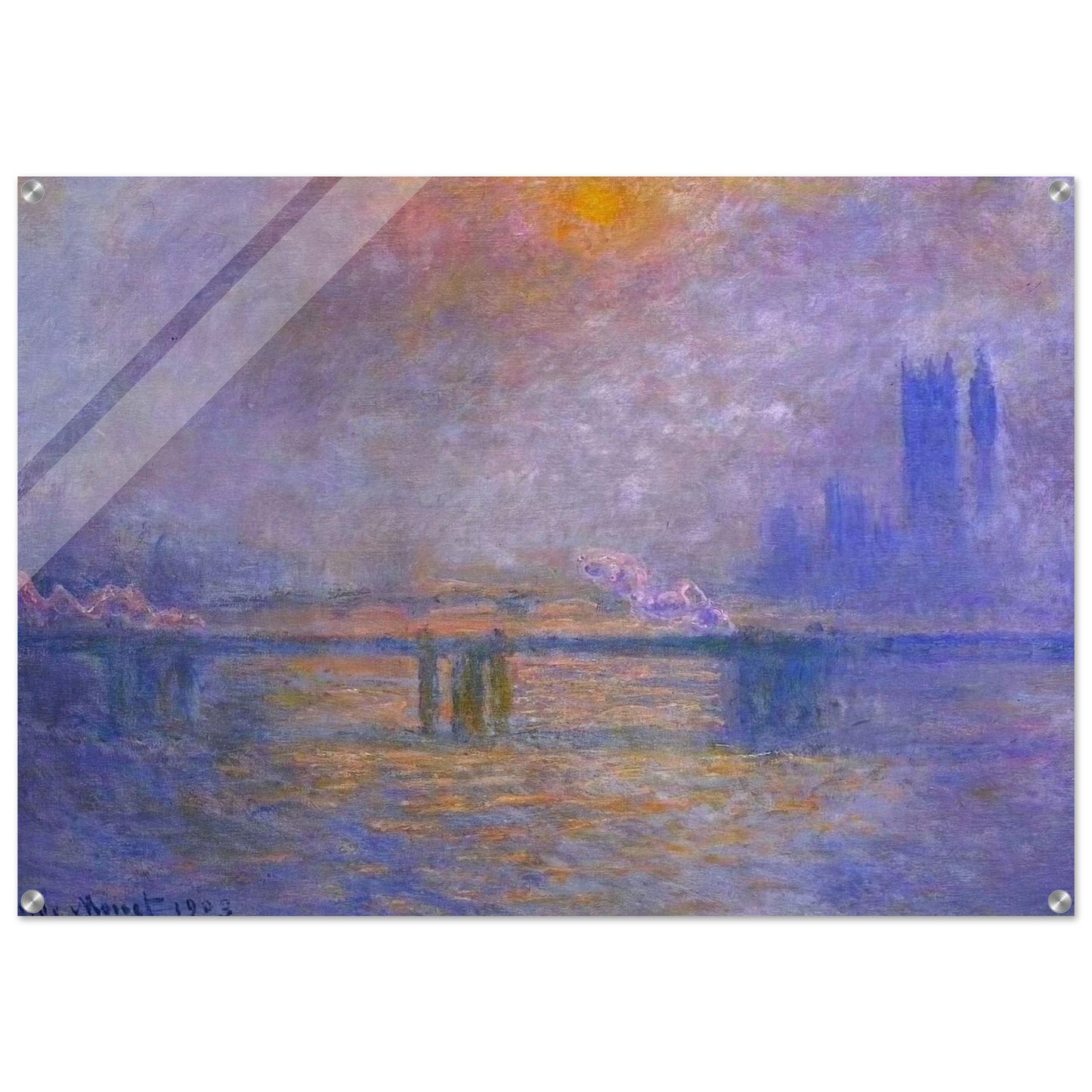 Charing Cross Bridge, The Thames 02 - claude monet Acrylic Print - 70x100 cm / 28x40″ inches | claude monet Wall Art | claude monet Prints