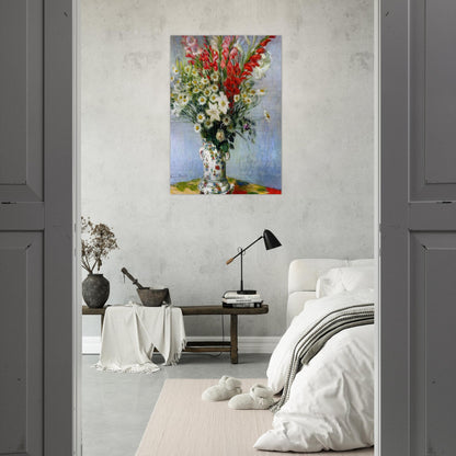 Bouquet of Gadiolas, Lilies and Dasies - claude monet Brushed Aluminum Print - 70x100 cm / 28x40 inches | claude monet Aluminum Print | claude monet Prints