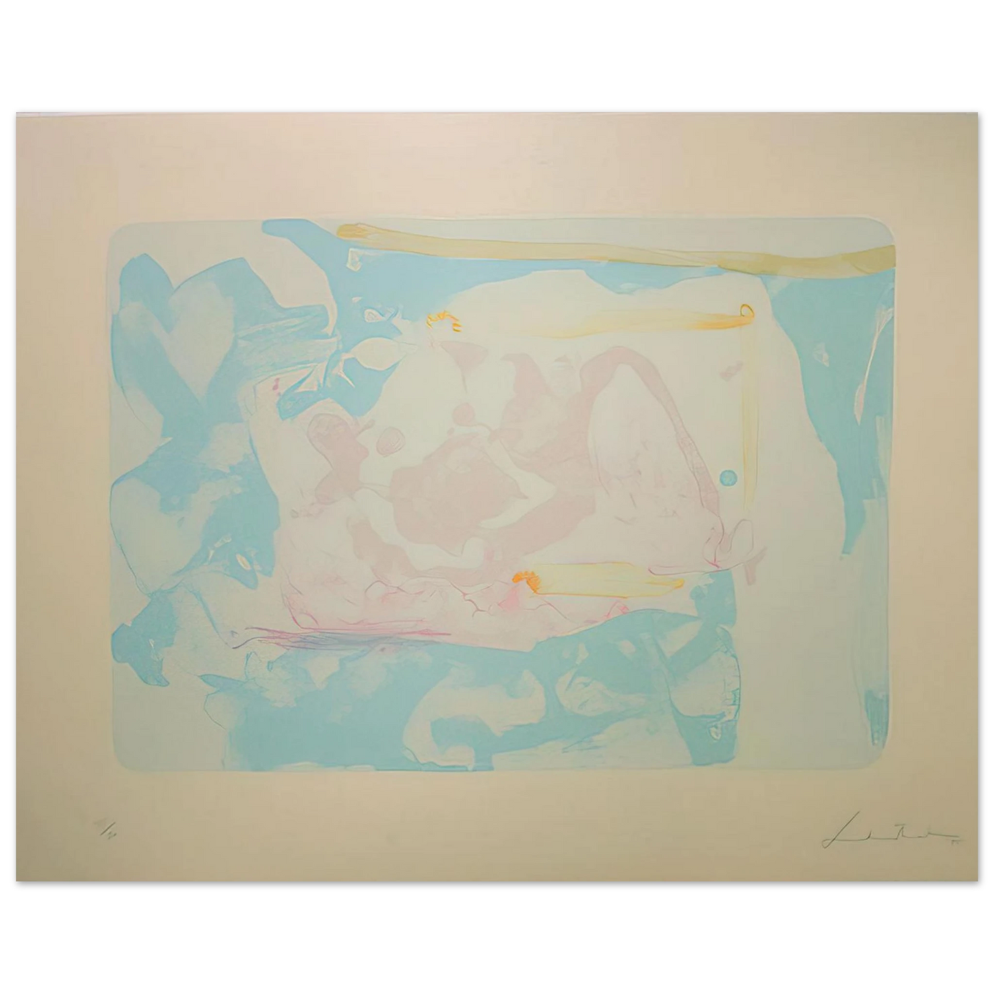 Helen Frankenthaler - Reflections III - 1995 Wall art - A1 (59.4 x 84.1  cm) - Premium Wooden Framed Poster With Fine Art Paper-canvas - White frame