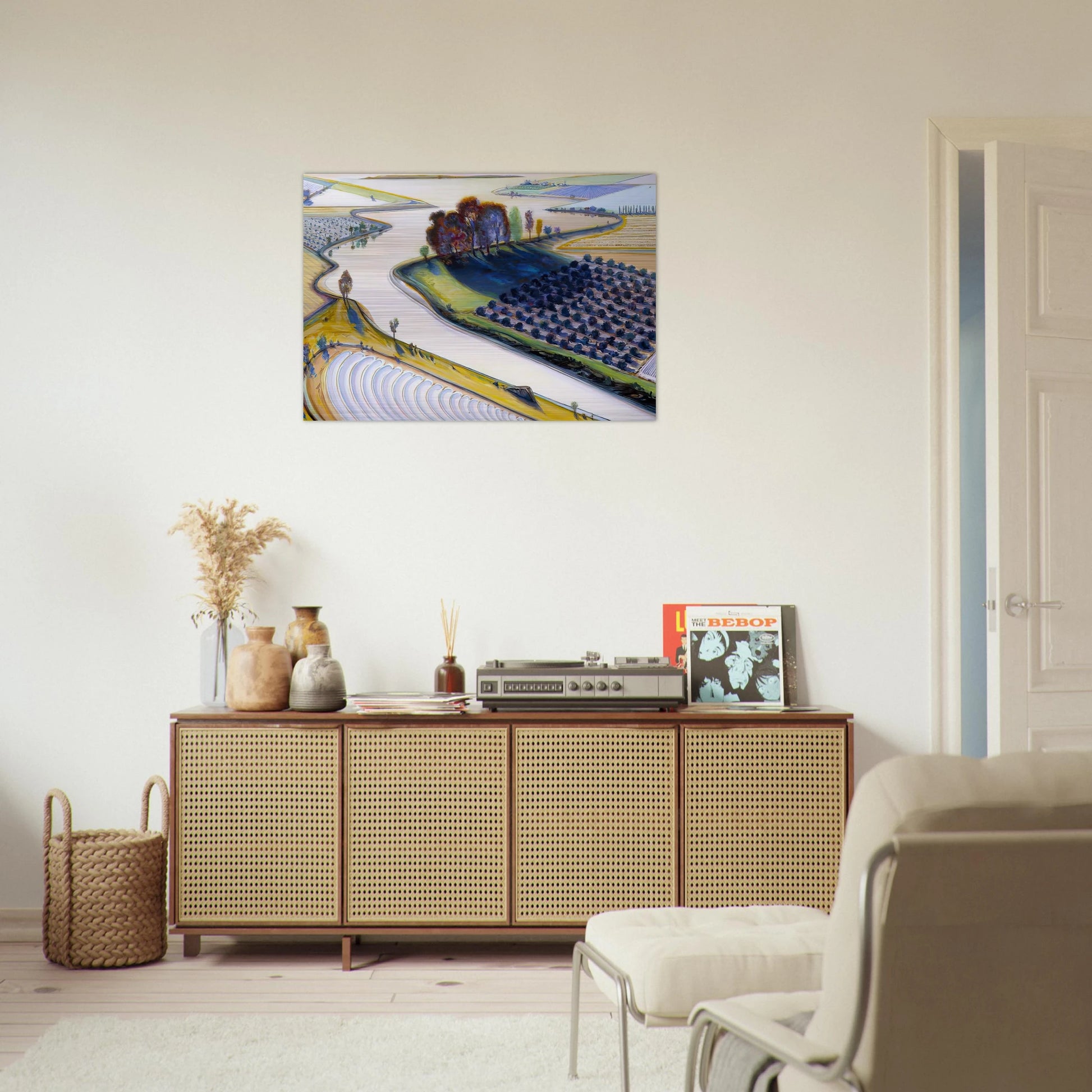 Flatland River - 1997 - Wayne Thiebaud Brushed Aluminum Print - 70x100 cm / 28x40 inches | Wayne Thiebaud Aluminum Print | Wayne Thiebaud Prints