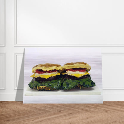 TWO CHEESEBURGERS WITH EVERYTHING DUAL HAMBURGERS 1962 - Claes Oldenburg Brushed Aluminum Print - 70x100 cm / 28x40 inches | Claes Oldenburg Aluminum Print | Claes Oldenburg Prints
