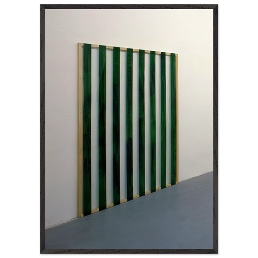 Reflets n33 - Peinture sur plexiglas 12 travail situe - 1987 - Daniel Buren 70x100 cm / 28x40 inches Framed Art Print – Black Wooden Frame