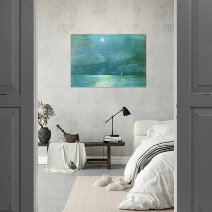 Moonlight on the Sound - Childe Hassam Brushed Aluminum Print - 70x100 cm / 28x40 inches | Childe Hassam Aluminum Print | Childe Hassam Prints