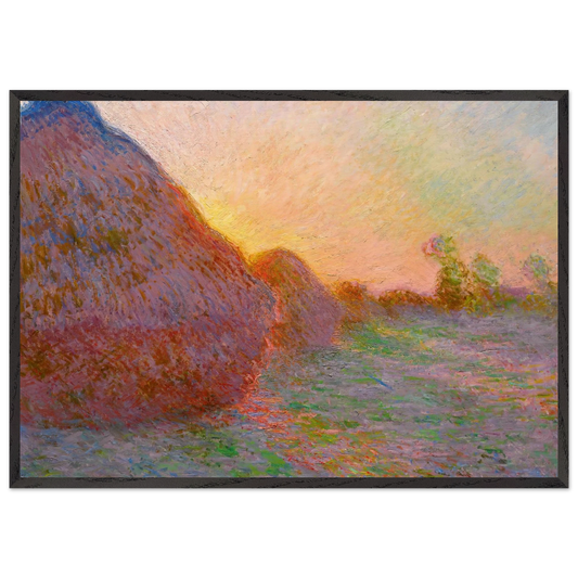 Haystacks - claude monet 70x100 cm / 28x40 inches Framed Art Print – Black Wooden Frame