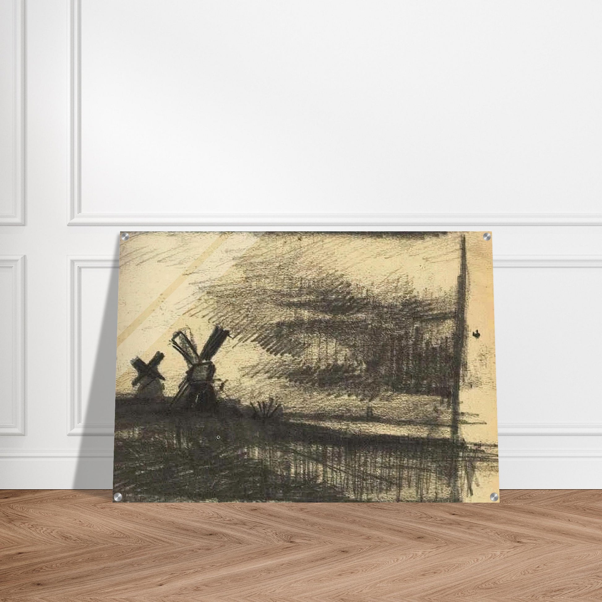 Mills in the Neighbourhood of Dordrecht - Vincent van Gogh Acrylic Print - 70x100 cm / 28x40″ inches | Vincent van Gogh Wall Art | Vincent van Gogh Prints