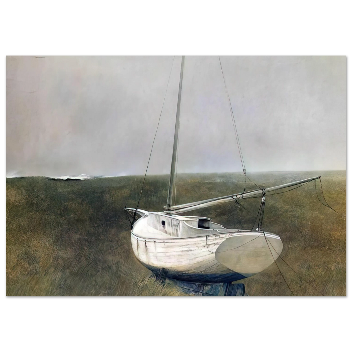 Andrew Wyeth - BELOW DOVER 1950 Wall Art - 60x80 cm / 24x32 inches - Premium Wooden Framed Poster With Fine Art Paper-canvas - Wood frame