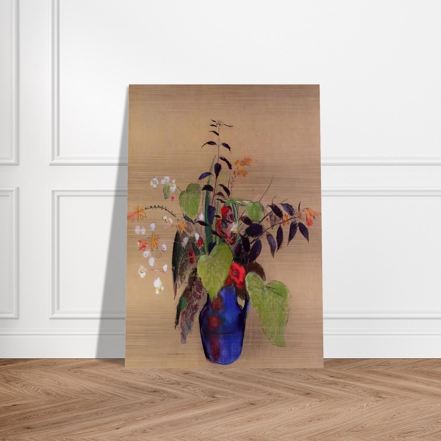 FLOWERS IN A BLUE JUG - Odilon Redon Brushed Aluminum Print - 70x100 cm / 28x40 inches | Odilon Redon Aluminum Print | Odilon Redon Prints