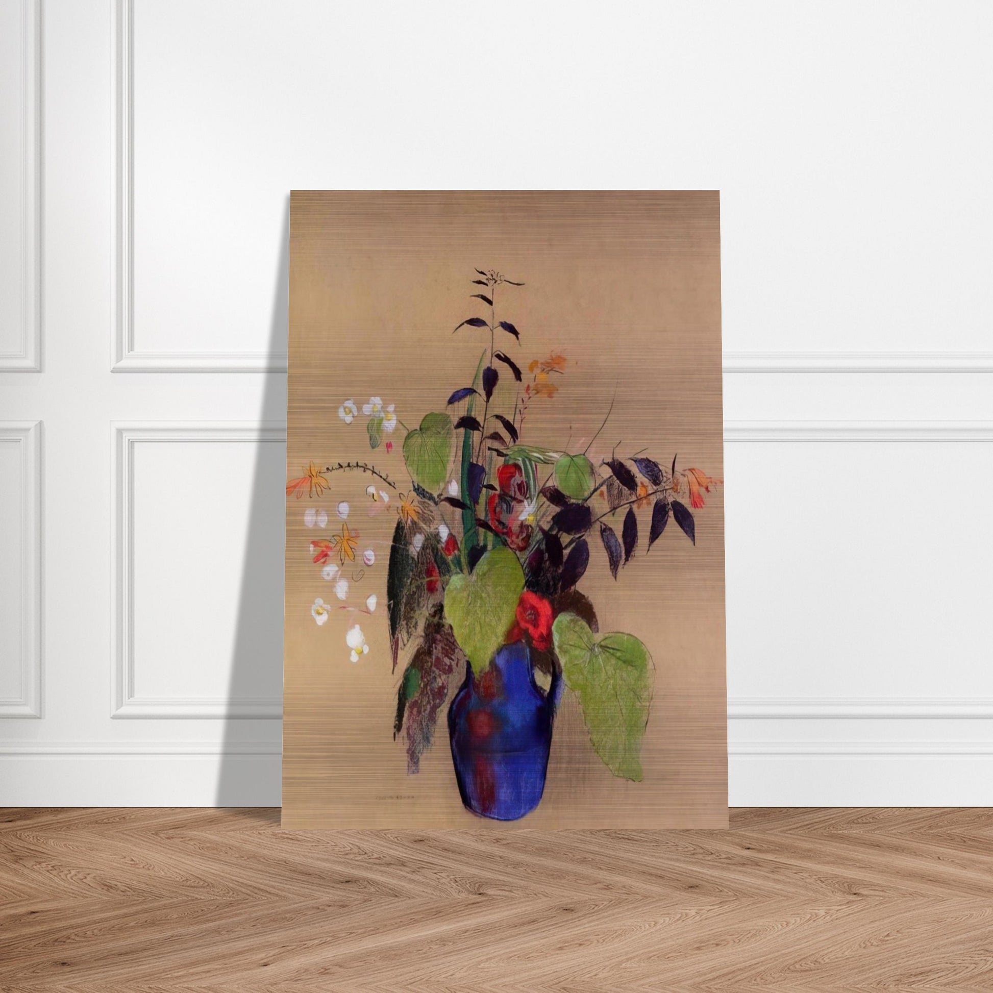 FLOWERS IN A BLUE JUG - Odilon Redon Brushed Aluminum Print - 70x100 cm / 28x40 inches | Odilon Redon Aluminum Print | Odilon Redon Prints