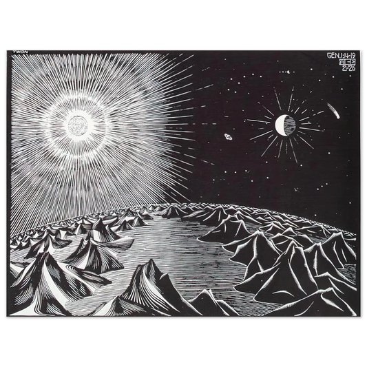 MC Escher - THE 4TH DAY OF THE CREATION Wall Art - 21x29.7 cm / 8x12" - Fine Art Poster-canvas - -