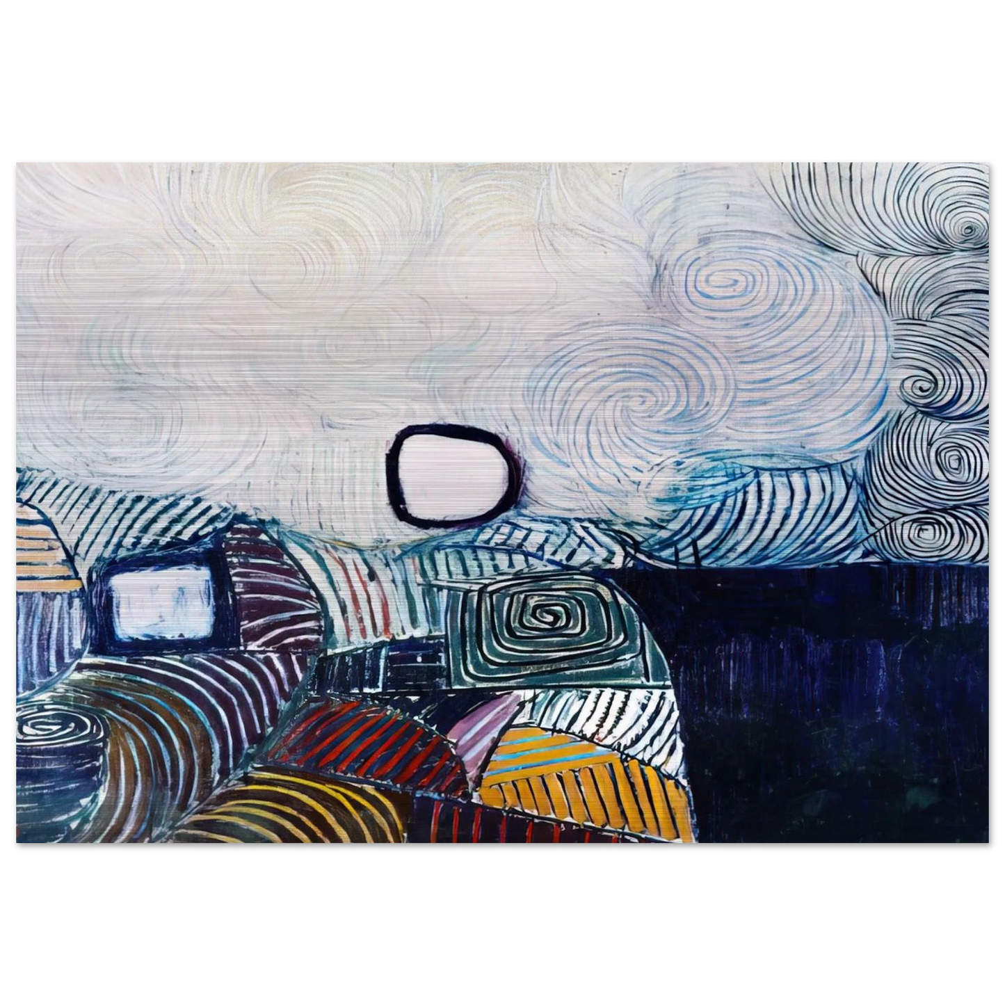 Spiral Development in Green Violet Blue  Gold - 1951 - Victor Pasmore Brushed Aluminum Print - 70x100 cm / 28x40 inches | Victor Pasmore Aluminum Print | Victor Pasmore Prints