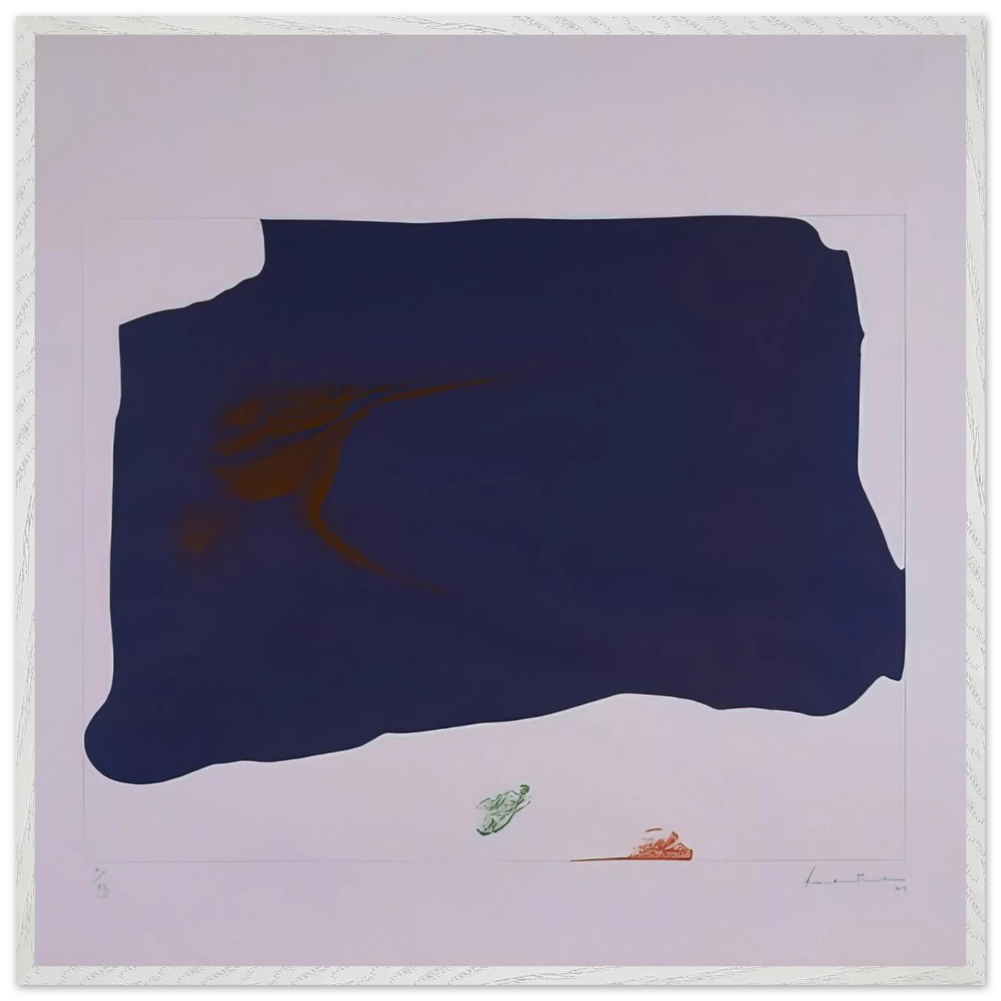 Helen Frankenthaler - Variation II on Mauve Corner - 1969 Wall art - 60x90 cm / 24x36 inches - Premium Wooden Framed Poster With Fine Art Paper-canvas - White frame
