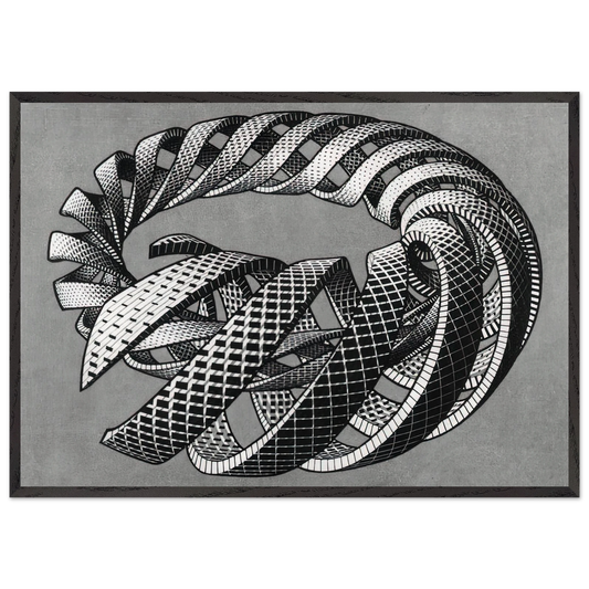 SPIRALS - MC Escher 70x100 cm / 28x40 inches Framed Art Print – Black Wooden Frame | Maurits Cornelis Escher Prints
