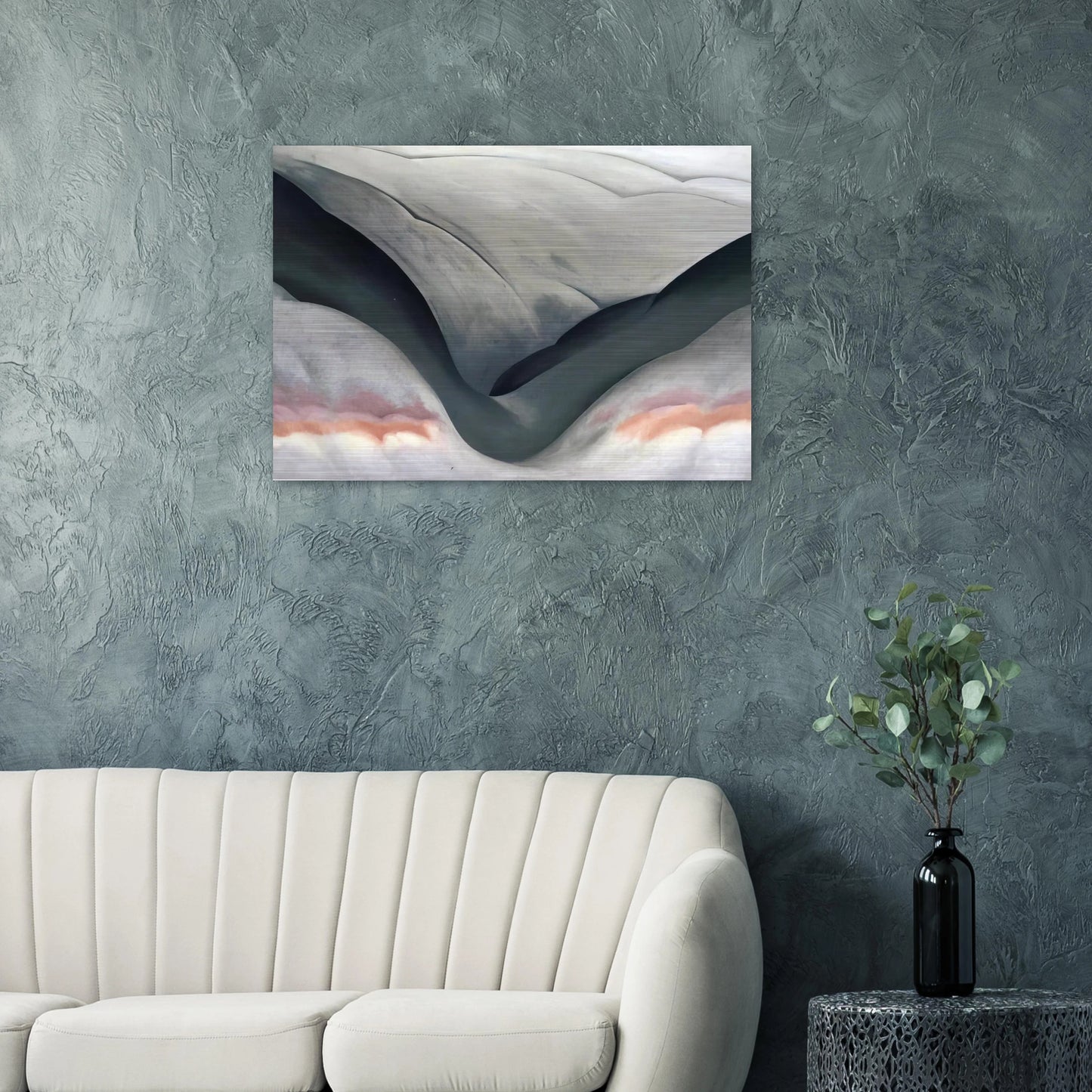Black Place, Grey and Pink - Georgia O'Keeffe Brushed Aluminum Print - 70x100 cm / 28x40 inches | Georgia O'Keeffe Aluminum Print | Georgia O'Keeffe Prints
