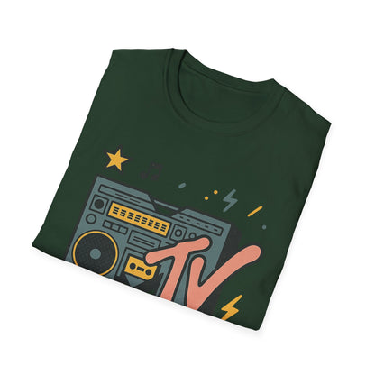 Camiseta gráfica retro de MTV con estampado de guepardo, estilo rock, unisex, estilo banda de los años 80 y 90