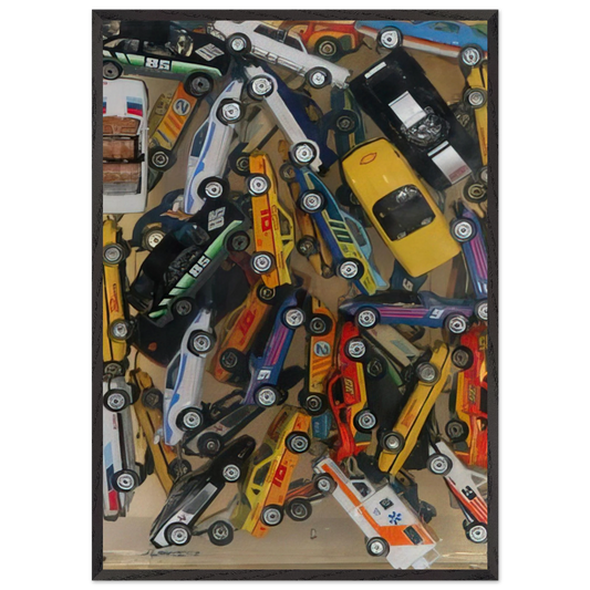 Car Accumulation Matchbox Cars - 1985 - Arman 70x100 cm / 28x40 inches Framed Art Print – Black Wooden Frame