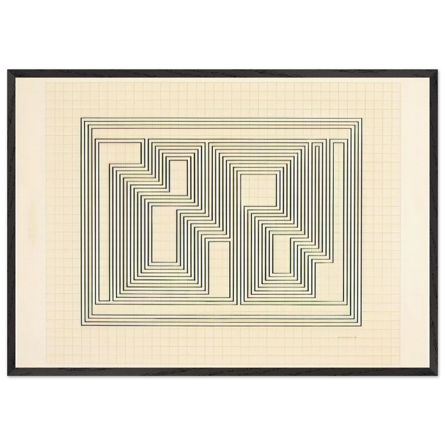 GRAPHIC TECTONIC 1941 - Josef Albers 70x100 cm / 28x40 inches Framed Art Print – Black Wooden Frame