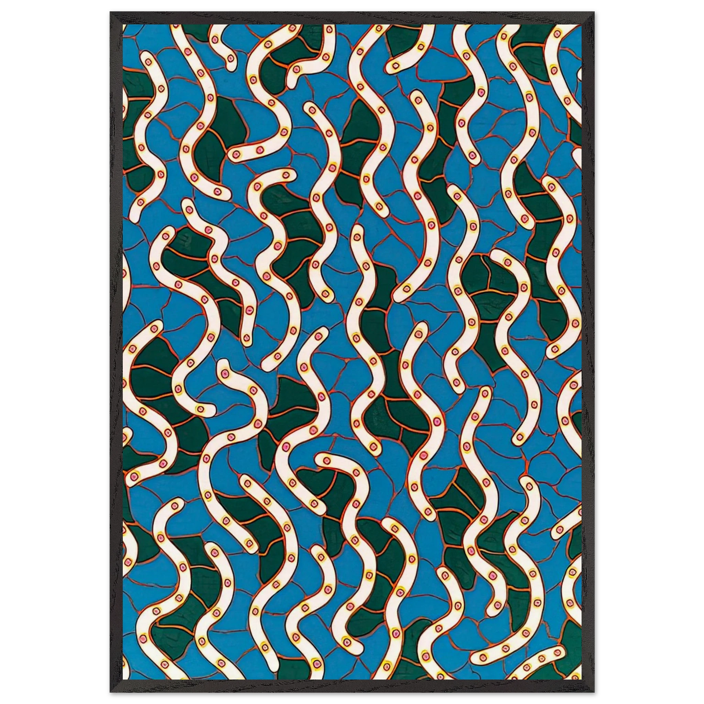 WAVES ON THE HUDSON RIVER 1988 - Yayoi Kusama 70x100 cm / 28x40 inches Framed Art Print – Black Wooden Frame