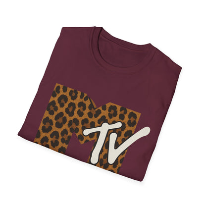 Camiseta gráfica vintage con estampado de guepardo de MTV, camiseta retro de música, televisión, banda de los años 80 y 90, camiseta unisex con estampado animal de rock