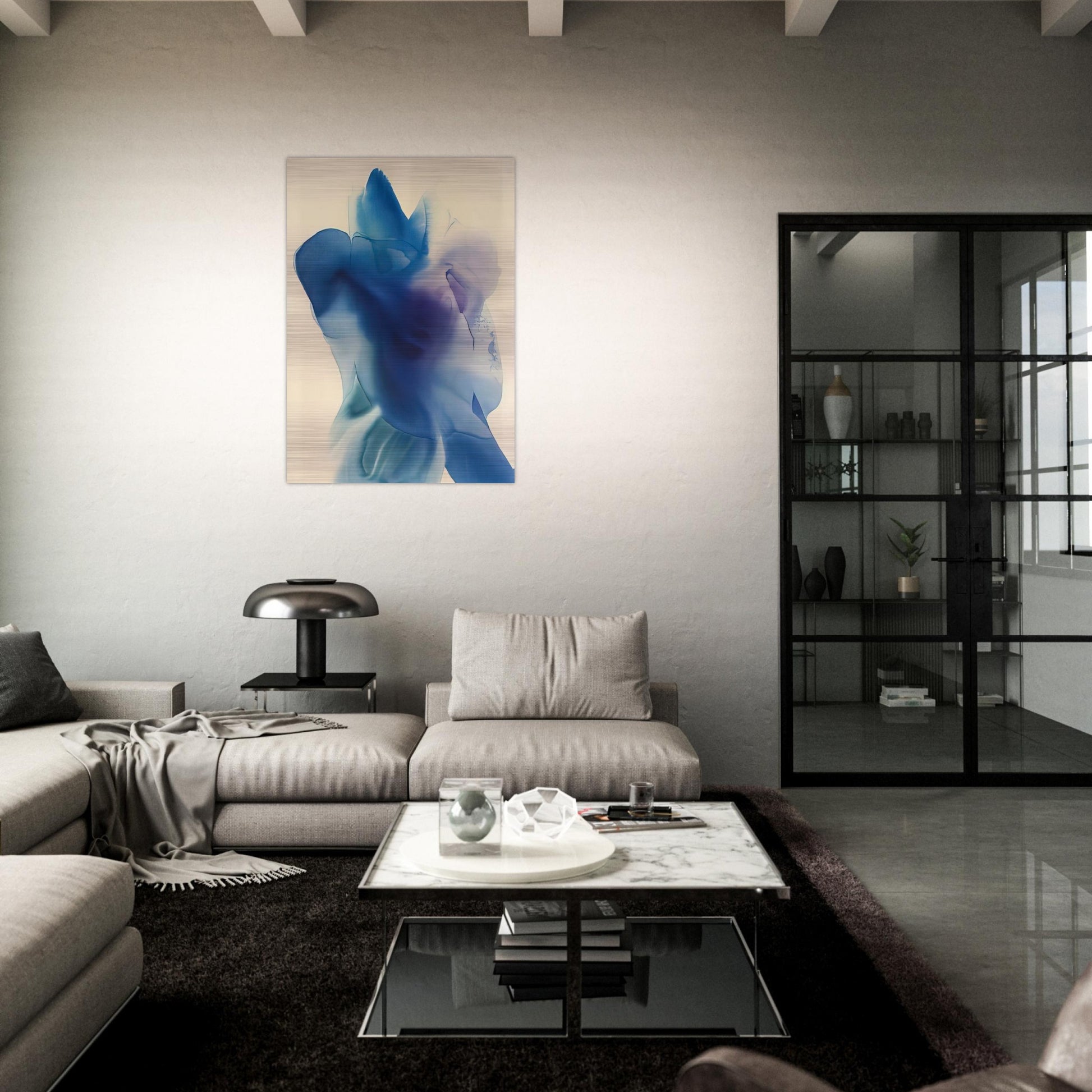 Phenomena Astral Blue - Paul Jenkins Brushed Aluminum Print - 70x100 cm / 28x40 inches | Paul Jenkins Aluminum Print | Paul Jenkins Prints