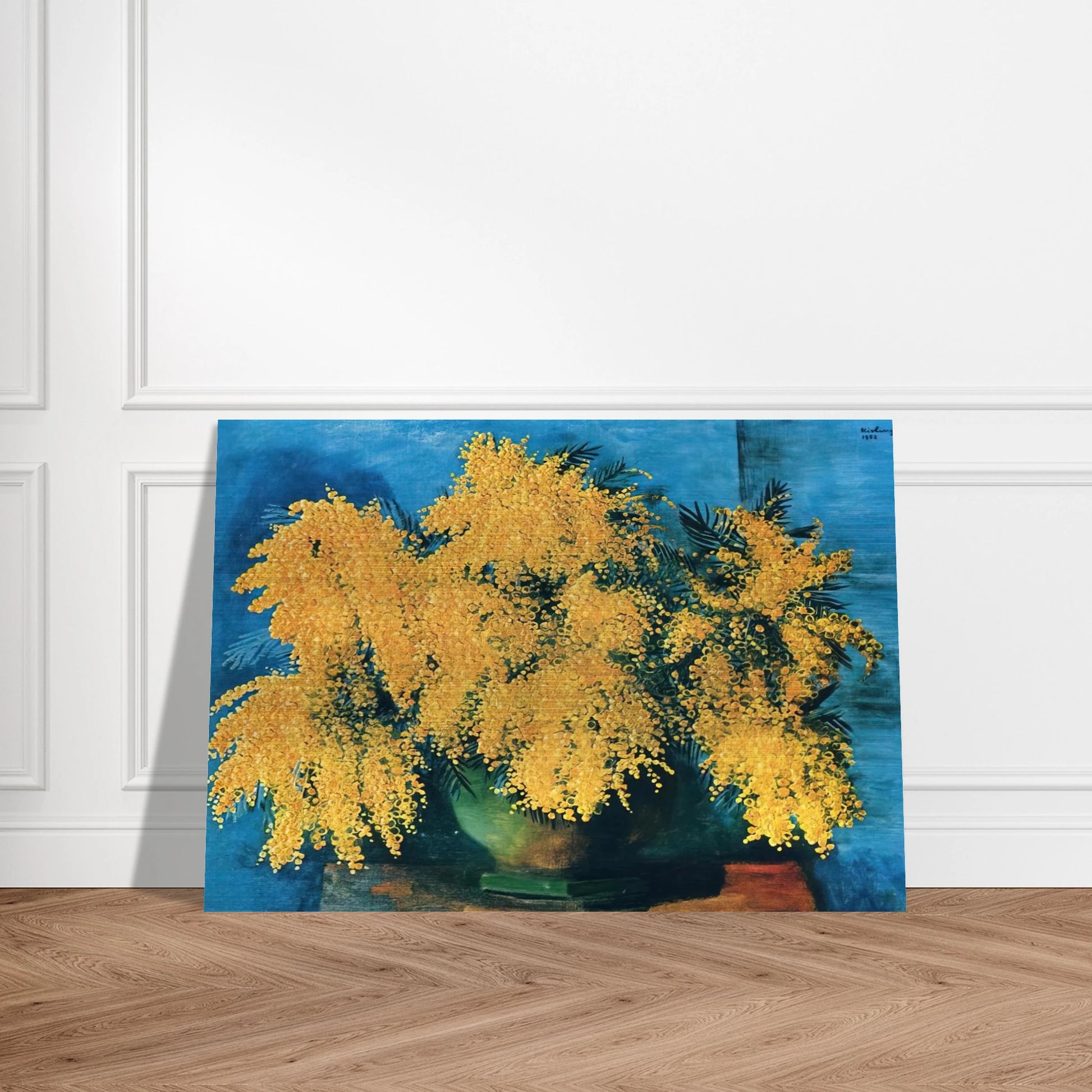 VASE OF MIMOSA 1952 - Moise Kisling Brushed Aluminum Print - 70x100 cm / 28x40 inches | Moise Kisling Aluminum Print | Moise Kisling Prints