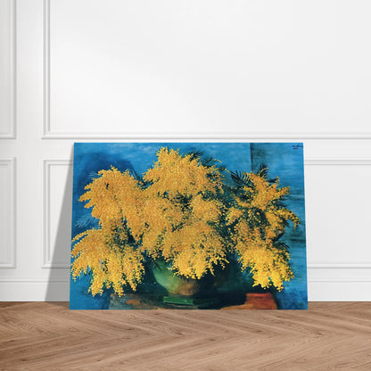 VASE OF MIMOSA 1952 - Moise Kisling Brushed Aluminum Print - 70x100 cm / 28x40 inches | Moise Kisling Aluminum Print | Moise Kisling Prints