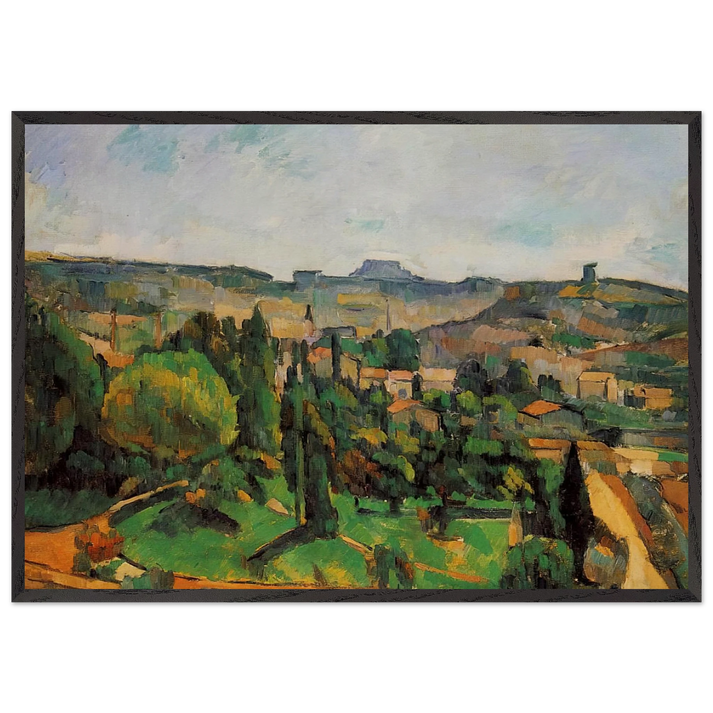 Ile de France Landscape - Paul Cezanne 70x100 cm / 28x40 inches Framed Art Print – Black Wooden Frame