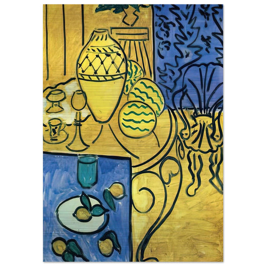 INTERIOR IN YELLOW 1946 - Henri Matisse Brushed Aluminum Print - 70x100 cm / 28x40 inches | Henri Matisse Aluminum Print | Henri Matisse Prints