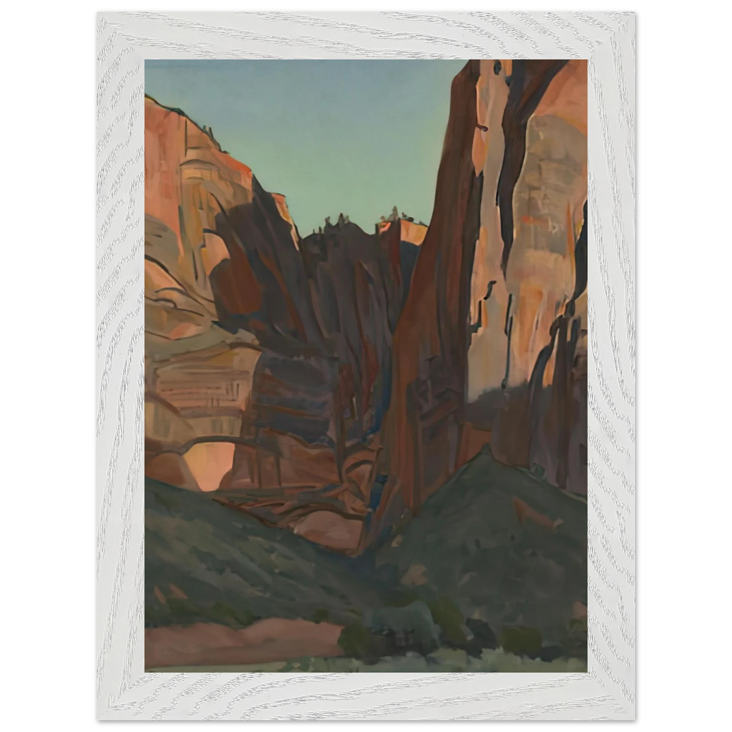 Maynard Dixon - NOTCH IN THE WALL ZION NATIONAL PARK AUGUST 1933 1933 Wall art - 70x100 cm / 28x40 inches - Premium Wooden Framed Poster With Fine Art Paper-canvas - White frame