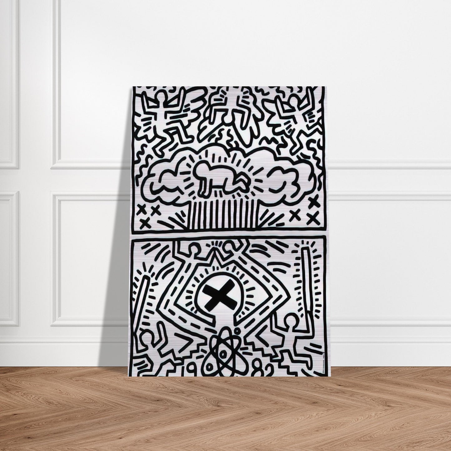 ANTI NUCLEAR RALLY 1982 - Keith Haring Brushed Aluminum Print - 70x100 cm / 28x40 inches | Keith Haring Aluminum Print | Keith Haring Prints