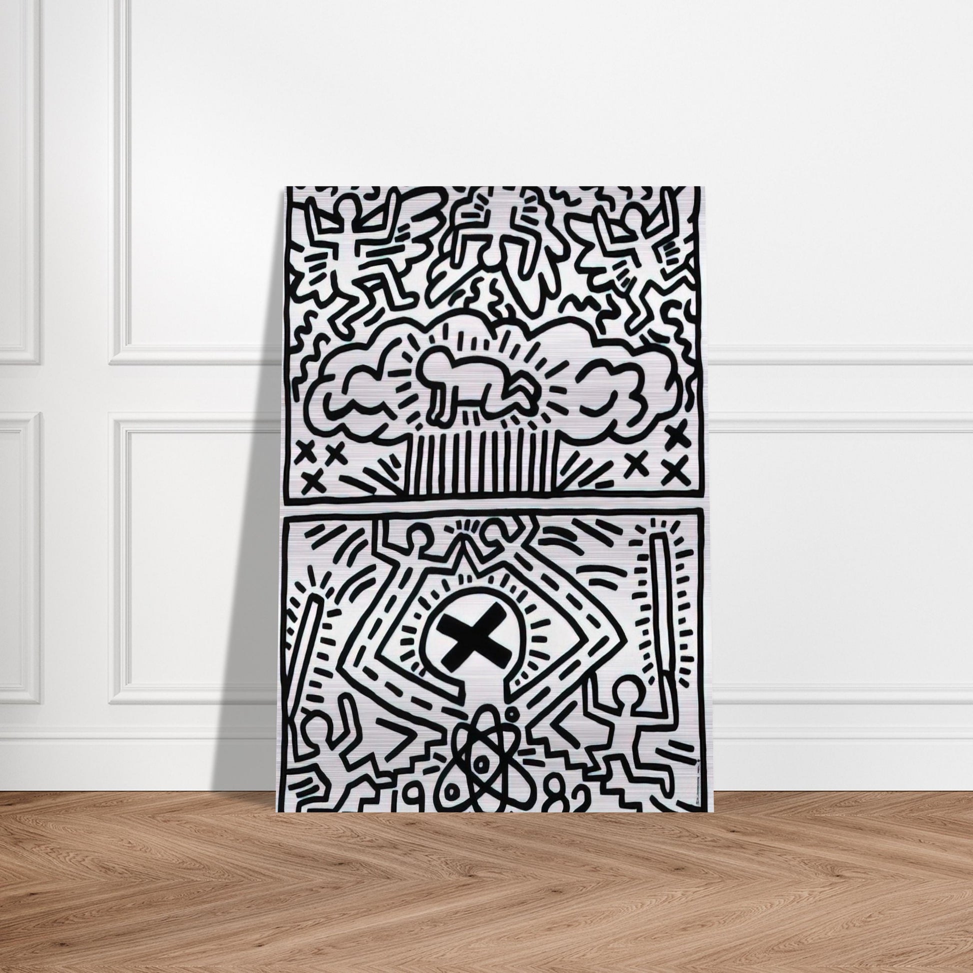 ANTI NUCLEAR RALLY 1982 - Keith Haring Brushed Aluminum Print - 70x100 cm / 28x40 inches | Keith Haring Aluminum Print | Keith Haring Prints