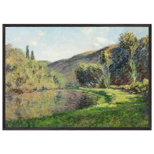 The Arm of the Siene at Jeufosse Afternoon - claude monet 70x100 cm / 28x40 inches Framed Art Print – Black Wooden Frame