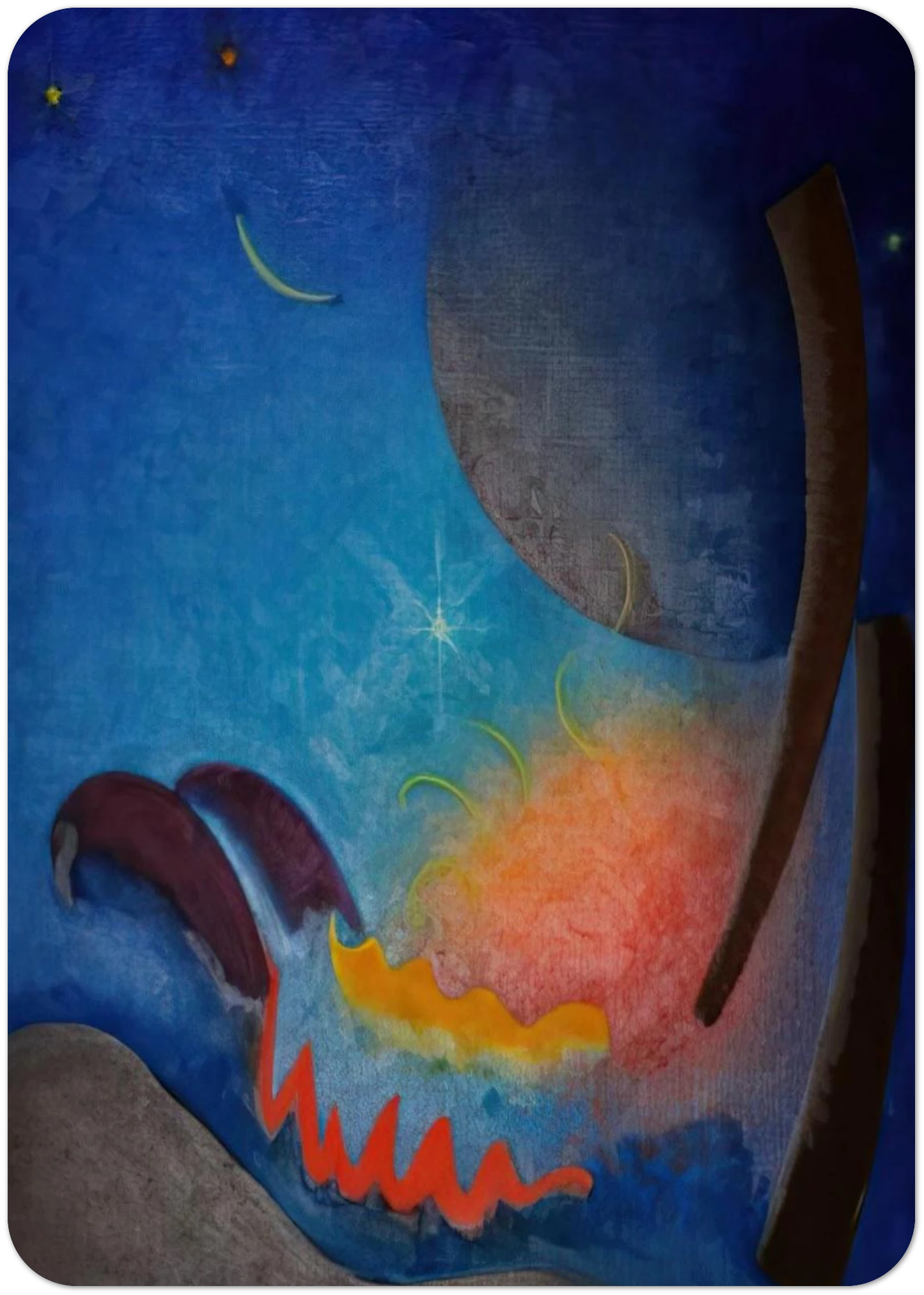 Night Fires - Precisionism By Agnes Lawrence Pelton Pack of 10 Post Cards | Agnes Lawrence Pelton Post Cards | A6 (10.5 x 14.8 cm) - 4.1 x 5.8 inches