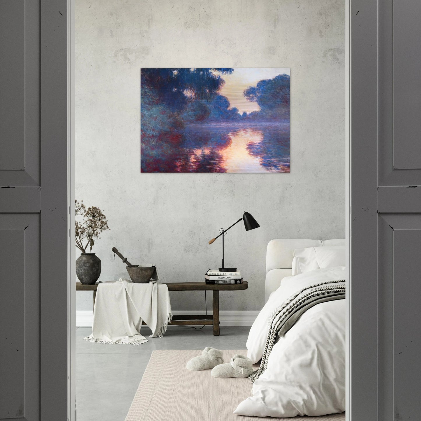 Misty Morning on the Seine in Bue - claude monet Brushed Aluminum Print - 70x100 cm / 28x40 inches | claude monet Aluminum Print | claude monet Prints