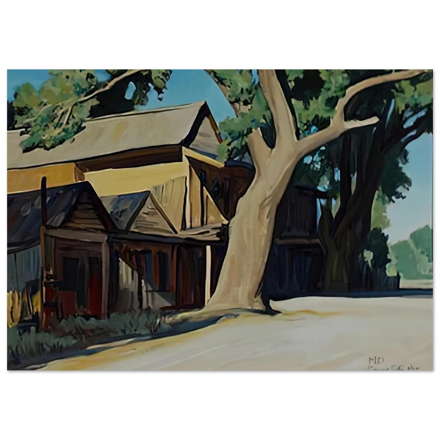 Maynard Dixon - OLD CHINATOWN CARSON CITY NEVADA 1937 Wall art - 21x29.7 cm / 8x12" - Premium Wooden Framed Poster With Fine Art Paper-canvas - Black frame