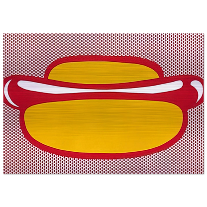 HOT DOG 1964 - Roy Lichtenstein Brushed Aluminum Print - 70x100 cm / 28x40 inches | Roy Lichtenstein Aluminum Print | Roy Lichtenstein Prints