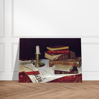 STILL LIFE WITH BOOKS AND CANDLE 1890 - Henri Matisse Brushed Aluminum Print - 70x100 cm / 28x40 inches | Henri Matisse Aluminum Print | Henri Matisse Prints