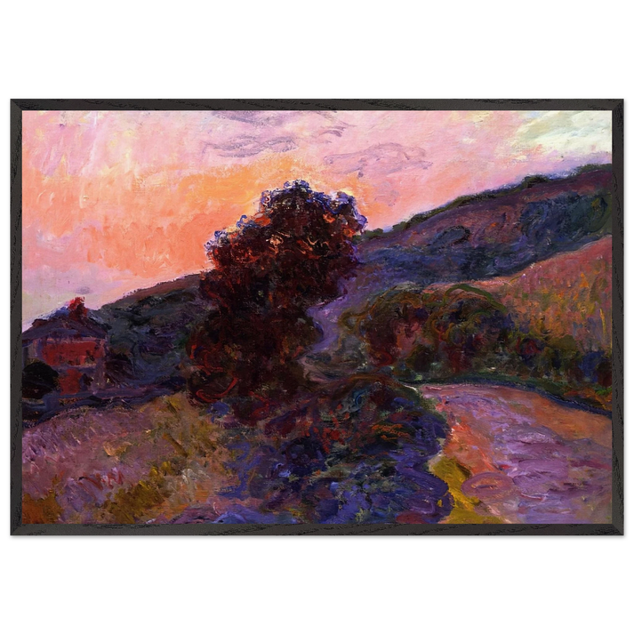Sunset at Giverny - claude monet 70x100 cm / 28x40 inches Framed Art Print – Black Wooden Frame