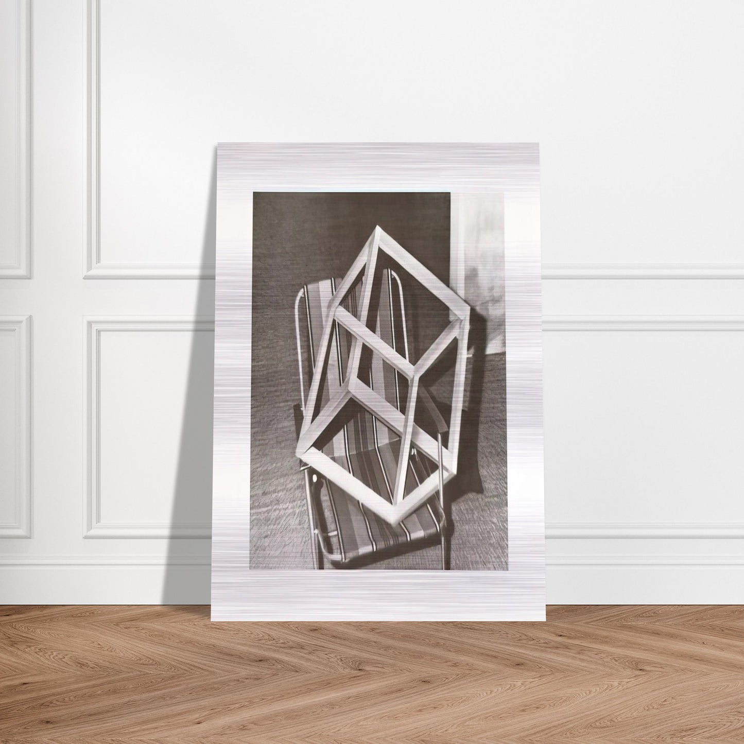 CUBE ON LAWNCHAIR - Gerhard Richter Brushed Aluminum Print - 70x100 cm / 28x40 inches | Gerhard Richter Aluminum Print | Gerhard Richter Prints