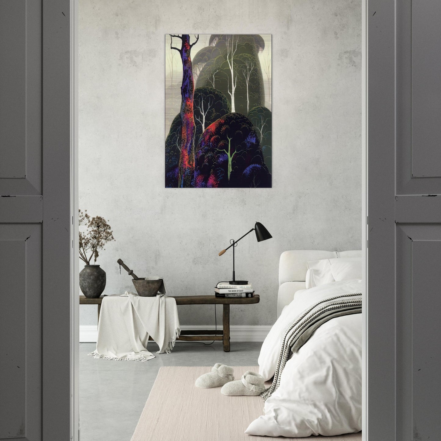 Early Autumn - Eyvind Earle Brushed Aluminum Print - 70x100 cm / 28x40 inches | Eyvind Earle Aluminum Print | Eyvind Earle Prints