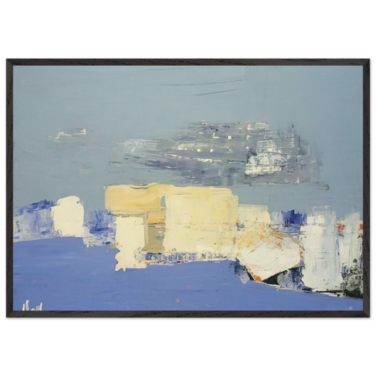 Paysage mediterraneen - Art Informel - Nicolas de Stael 70x100 cm / 28x40 inches Framed Art Print – Black Wooden Frame