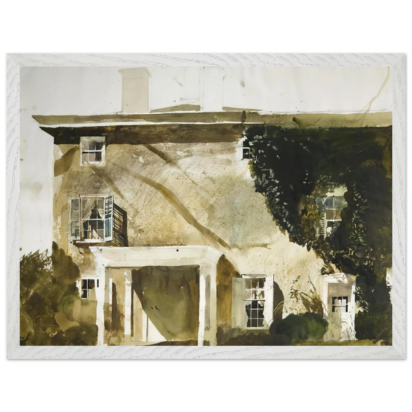Andrew Wyeth - THE HATTON HOUSE 1967 Wall Art - 21x29.7 cm / 8x12" - Premium Wooden Framed Poster With Fine Art Paper-canvas - Wood frame