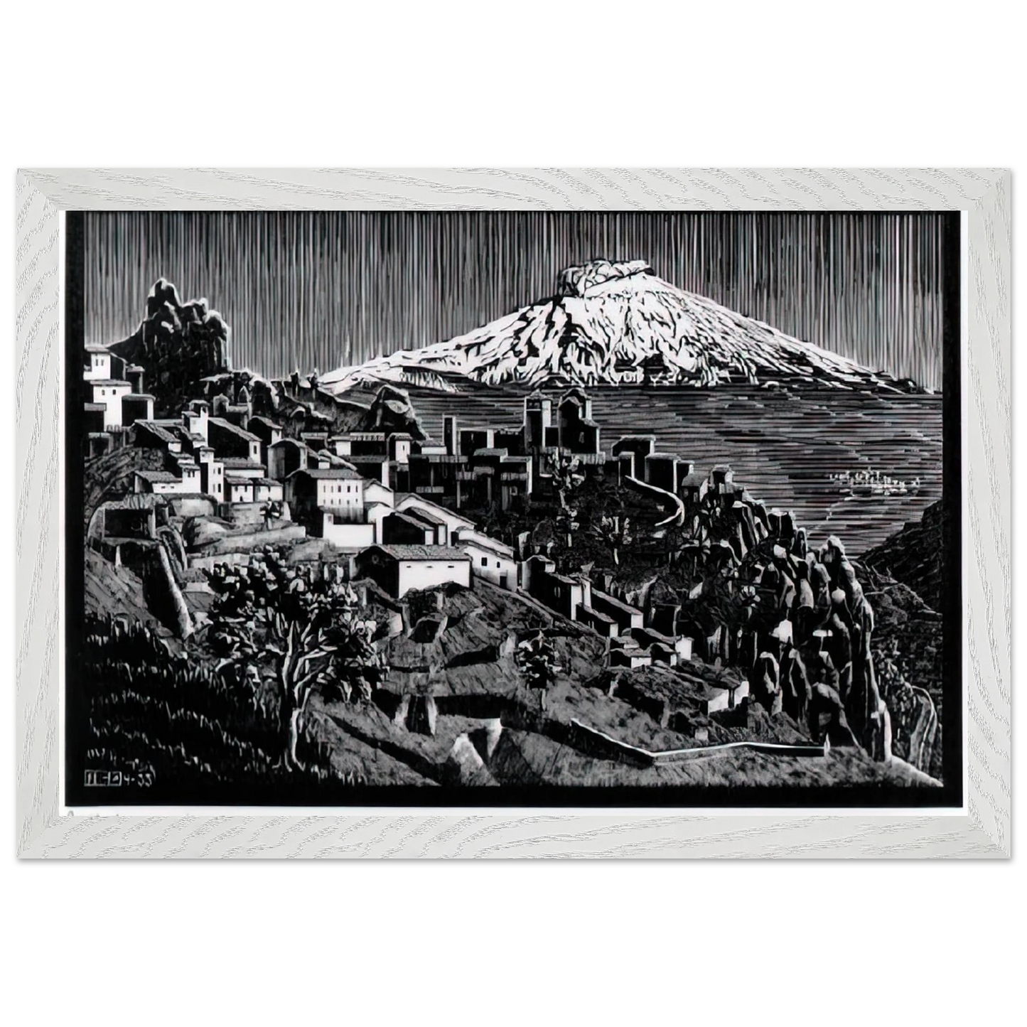 MC Escher - ESCHER (17) Wall Art - 60x80 cm / 24x32 inches - Premium Wooden Framed Poster With Fine Art Paper-canvas - Black frame