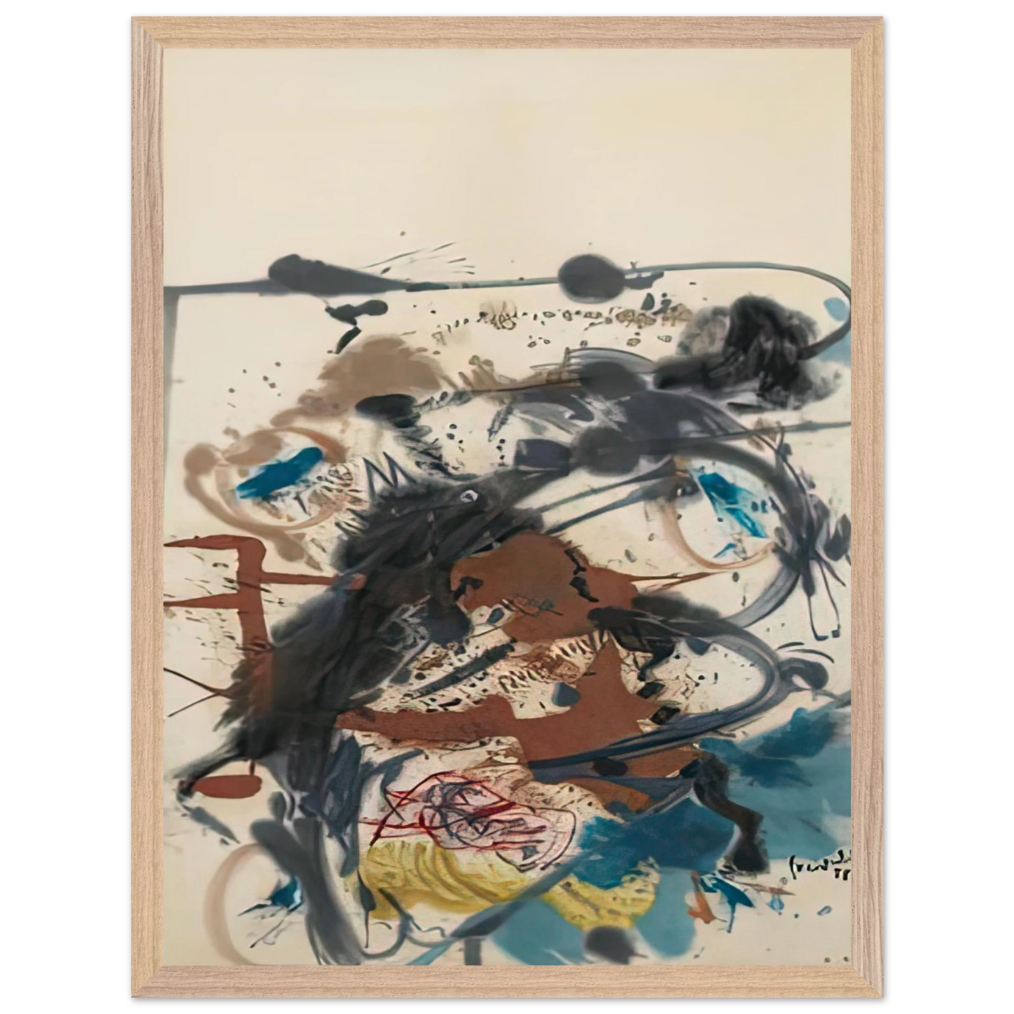 Helen Frankenthaler - Winter Hunt, 1958- Wall Art - 60x80 cm / 24x32 inches - Premium Wooden Framed Poster With Fine Art Paper-canvas - Black frame