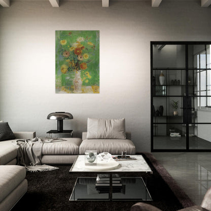 Chrysanthemums and Sunflowers - Post-Impressionism - Le Pho Brushed Aluminum Print - 70x100 cm / 28x40 inches | Le Pho Aluminum Print | Le Pho Prints
