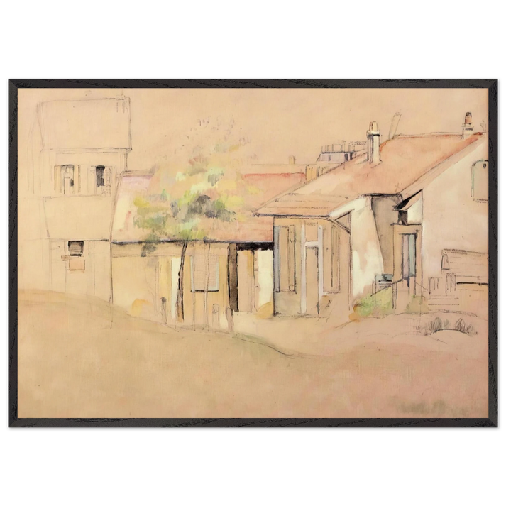 Cottages N1 - Paul Cezanne 70x100 cm / 28x40 inches Framed Art Print – Black Wooden Frame