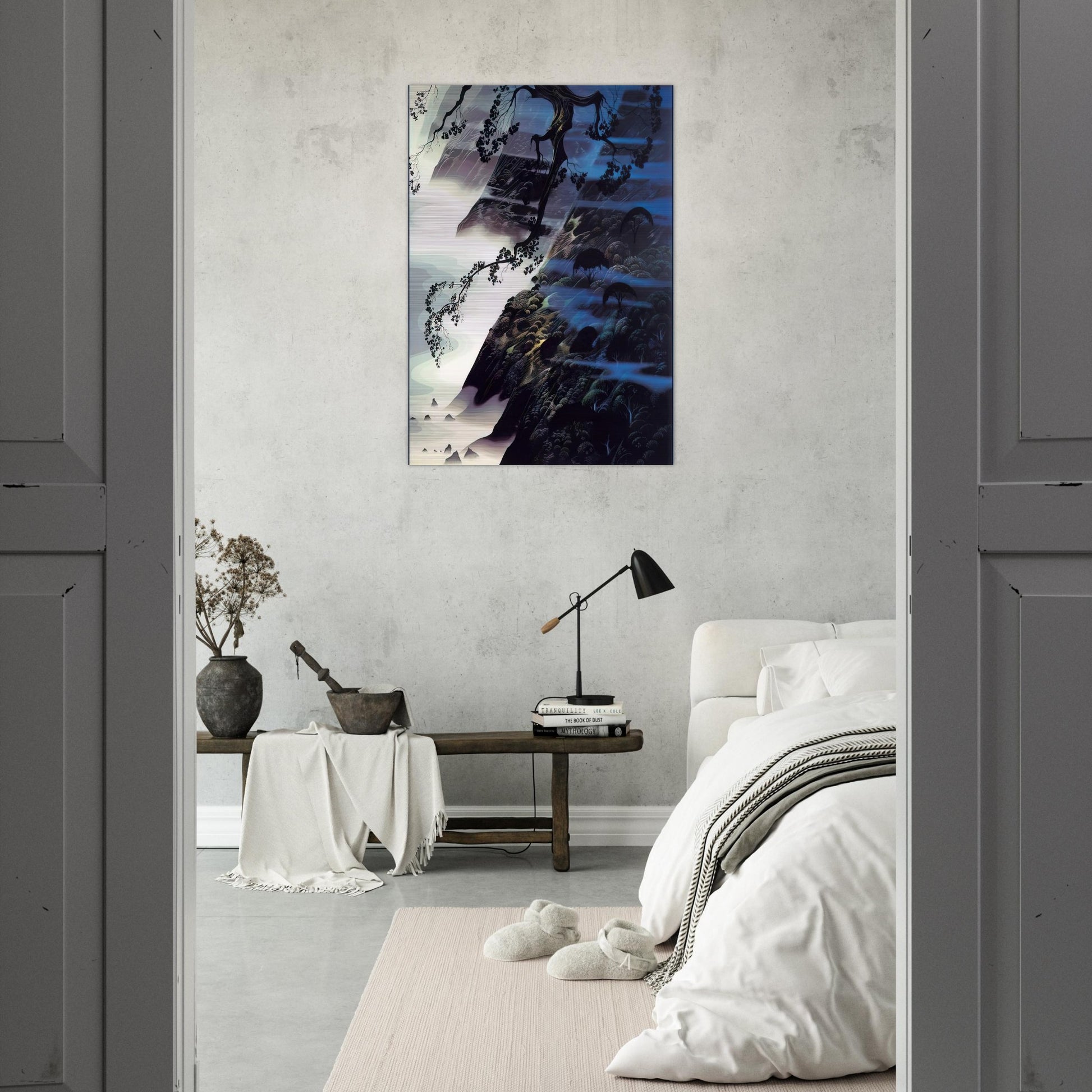 Sea Wind and Fog - Eyvind Earle Brushed Aluminum Print - 70x100 cm / 28x40 inches | Eyvind Earle Aluminum Print | Eyvind Earle Prints