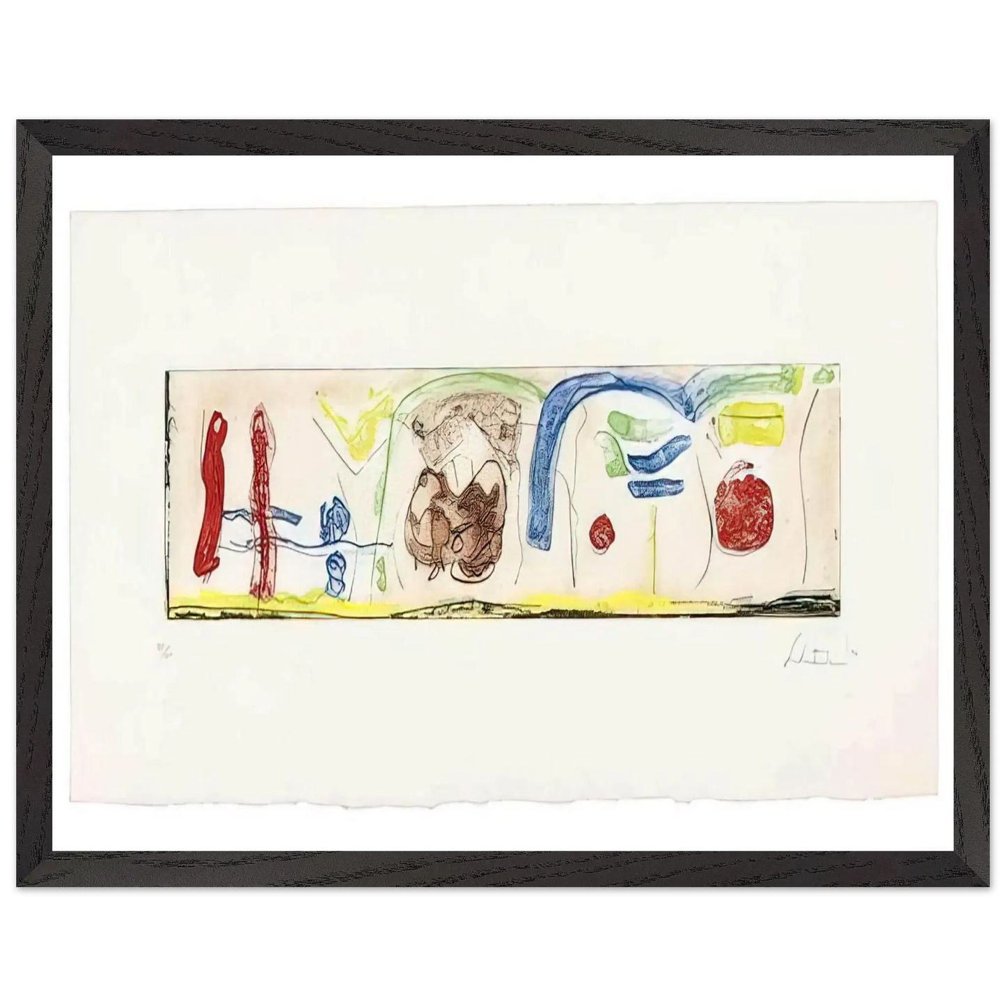 Helen Frankenthaler - Bridges - 1996 Wall art - 40x50 cm / 16x20 Inches - Premium Wooden Framed Poster With Fine Art Paper - Black frame